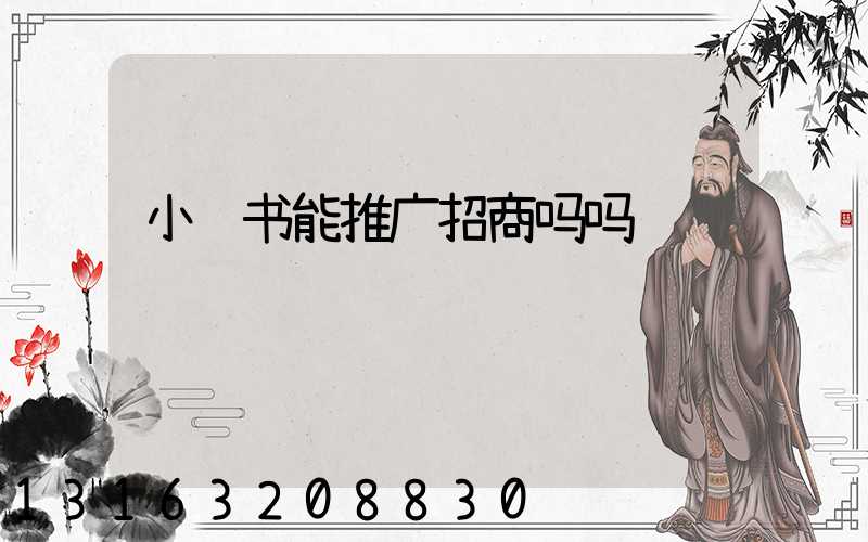 小红书能推广招商吗吗