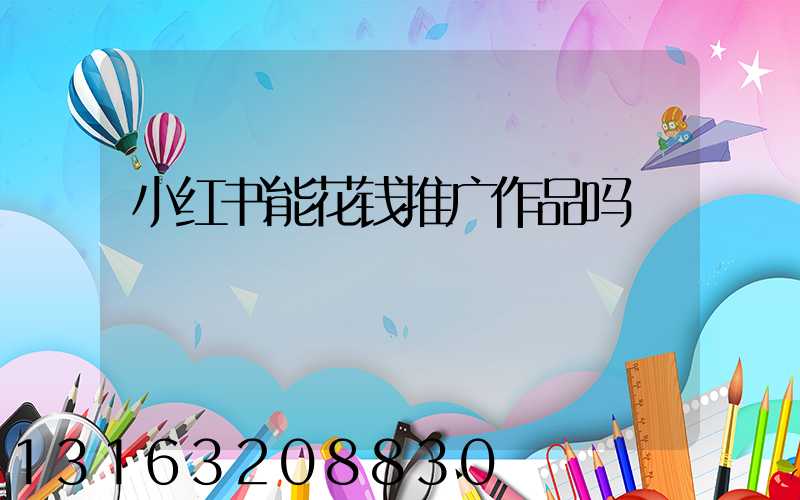 小红书能花钱推广作品吗