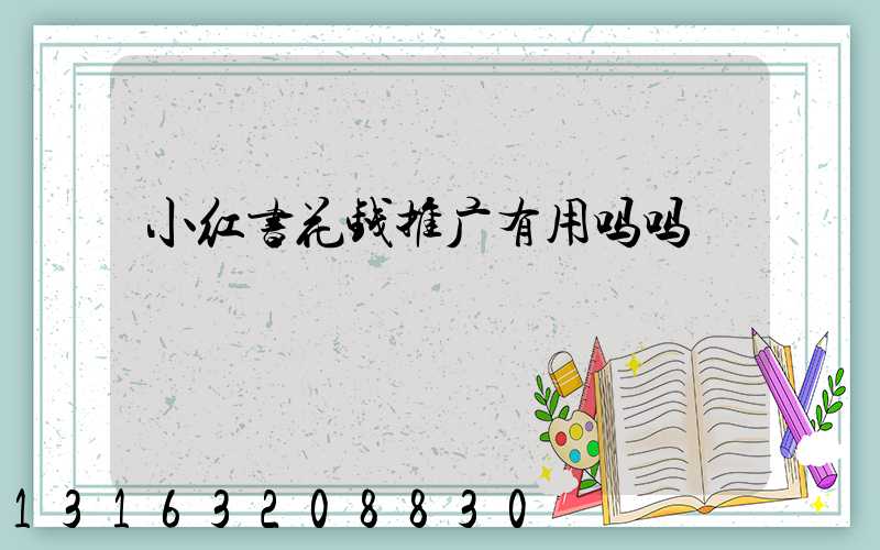 小红书花钱推广有用吗吗