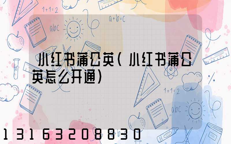 小红书蒲公英(小红书蒲公英怎么开通)