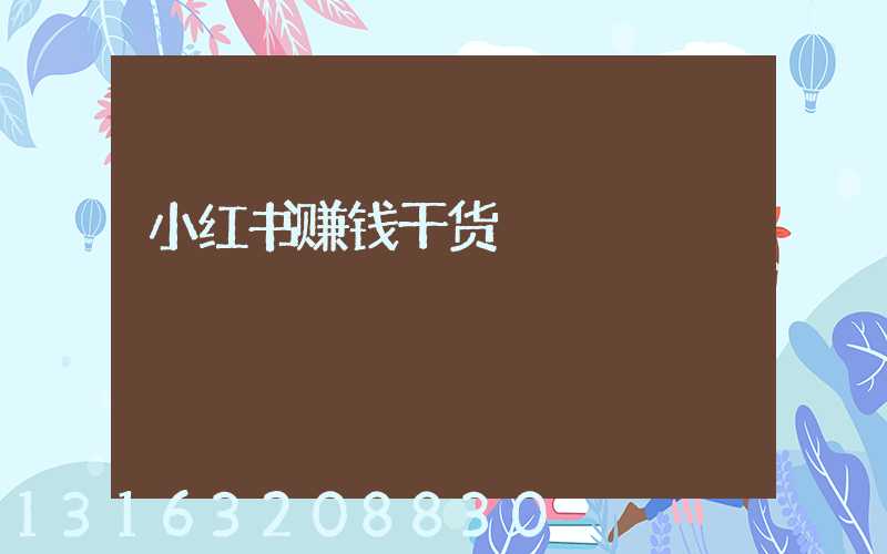 小红书赚钱干货