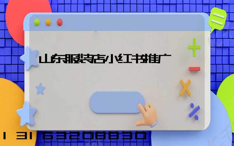 山东服装店小红书推广