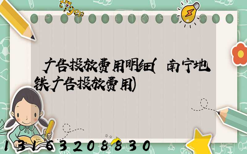 广告投放费用明细(南宁地铁广告投放费用)