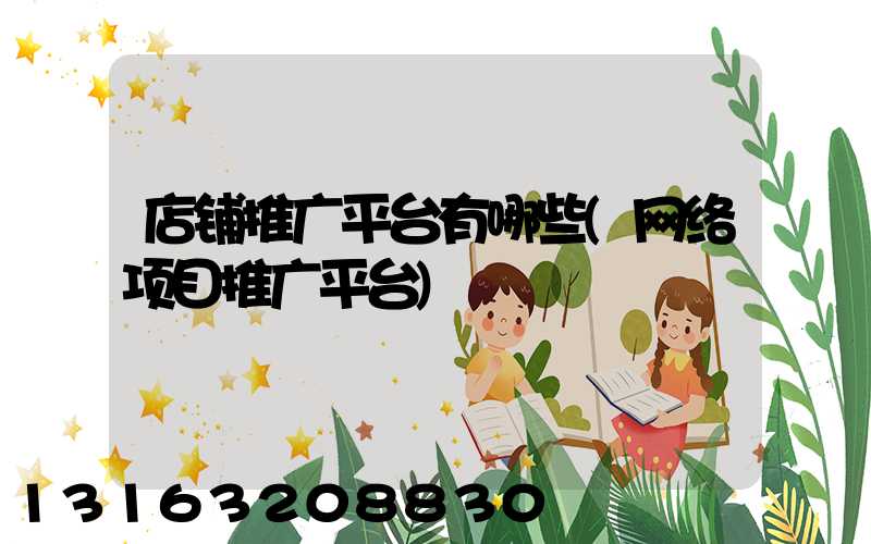 店铺推广平台有哪些(网络项目推广平台)