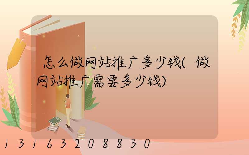 怎么做网站推广多少钱(做网站推广需要多少钱)