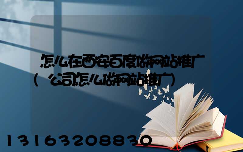 怎么在西安百度做网站推广(公司怎么做网站推广)