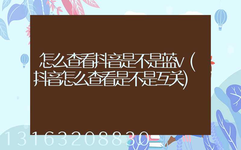 怎么查看抖音是不是蓝v(抖音怎么查看是不是互关)