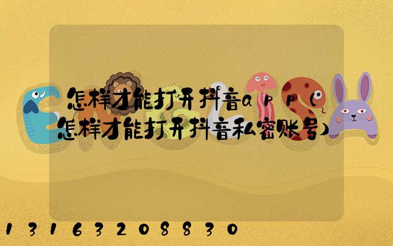 怎样才能打开抖音app(怎样才能打开抖音私密账号)