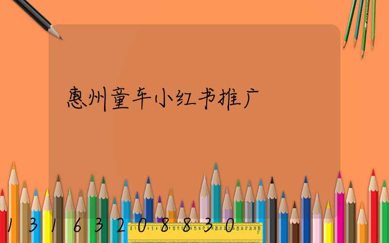 惠州童车小红书推广