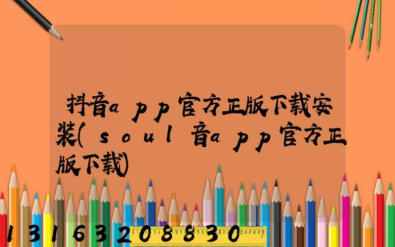 抖音app官方正版下载安装(soul音app官方正版下载)