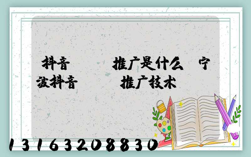 抖音seo推广是什么(宁波抖音seo推广技术)