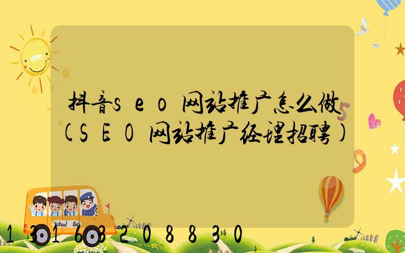 抖音seo网站推广怎么做(SEO网站推广经理招聘)