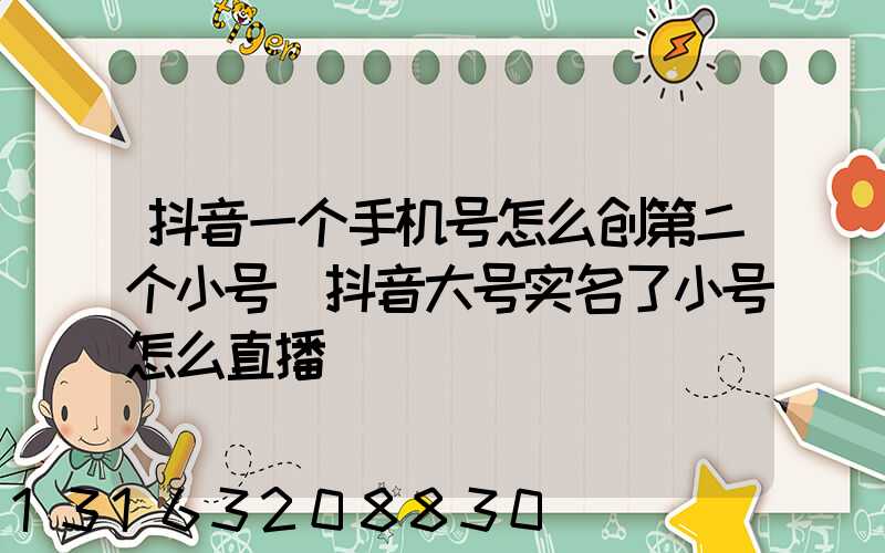 抖音一个手机号怎么创第二个小号(抖音大号实名了小号怎么直播)