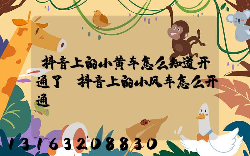 抖音上的小黄车怎么知道开通了(抖音上的小风车怎么开通)