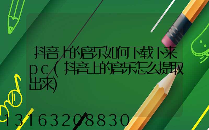 抖音上的音乐如何下载下来pc(抖音上的音乐怎么提取出来)