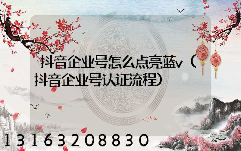 抖音企业号怎么点亮蓝v(抖音企业号认证流程)