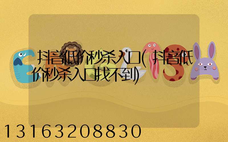 抖音低价秒杀入口(抖音低价秒杀入口找不到)