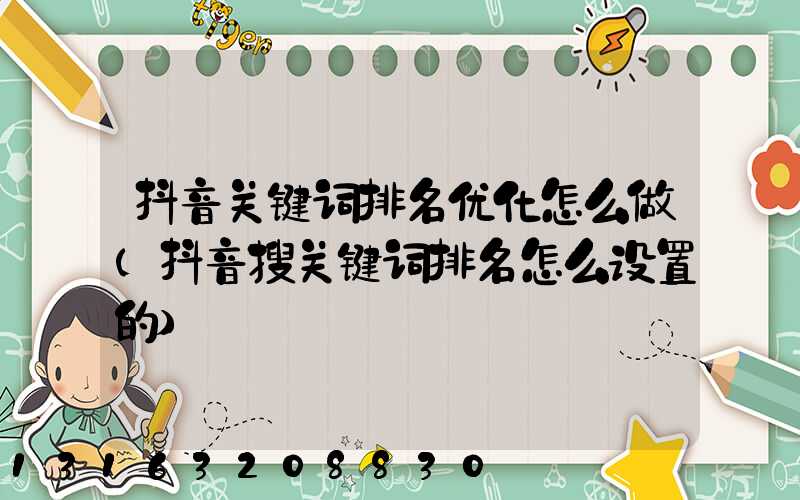 抖音关键词排名优化怎么做(抖音搜关键词排名怎么设置的)