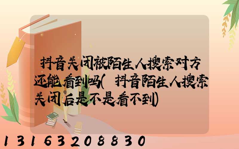 抖音关闭被陌生人搜索对方还能看到吗(抖音陌生人搜索关闭后是不是看不到)