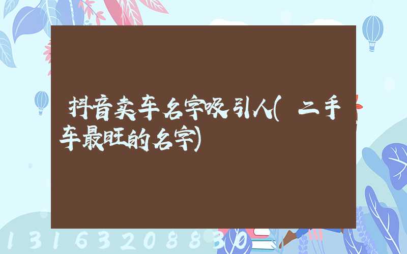 抖音卖车名字吸引人(二手车最旺的名字)