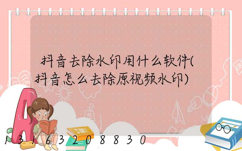 抖音去除水印用什么软件(抖音怎么去除原视频水印)