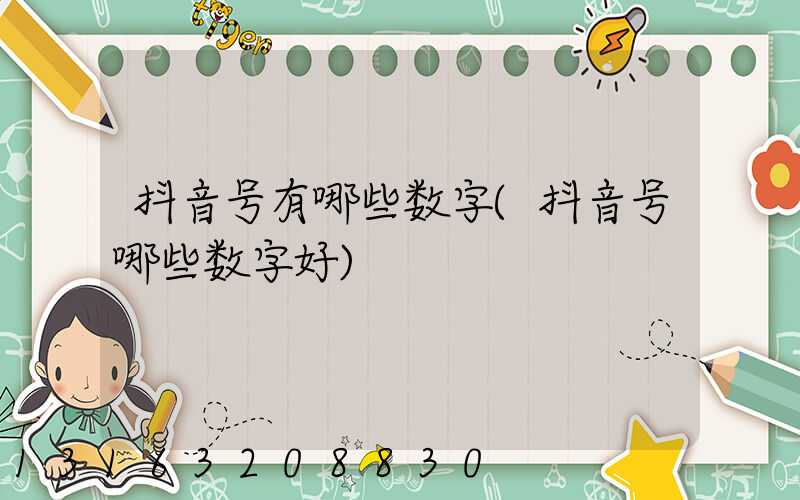 抖音号有哪些数字(抖音号哪些数字好)