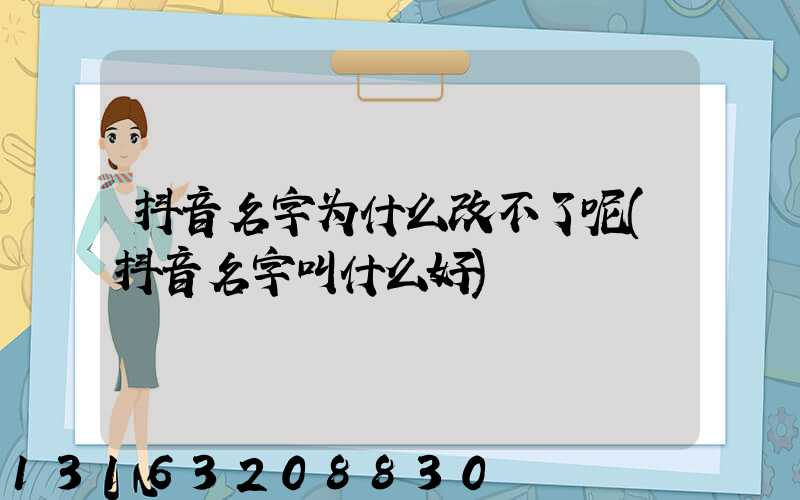 抖音名字为什么改不了呢(抖音名字叫什么好)