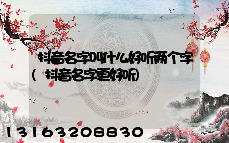 抖音名字叫什么好听两个字(抖音名字更好听)