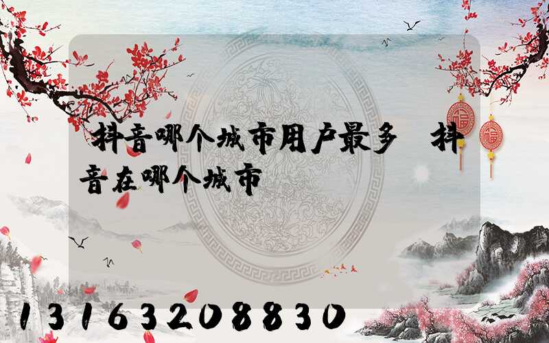 抖音哪个城市用户最多(抖音在哪个城市)