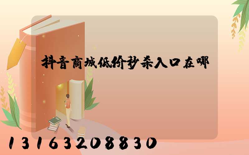 抖音商城低价秒杀入口在哪