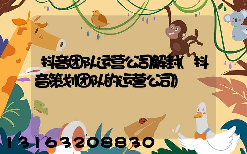 抖音团队运营公司解封(抖音策划团队的运营公司)