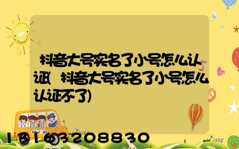 抖音大号实名了小号怎么认证(抖音大号实名了小号怎么认证不了)