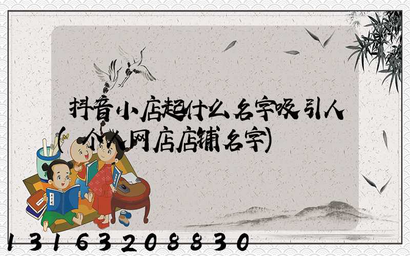 抖音小店起什么名字吸引人(个人网店店铺名字)