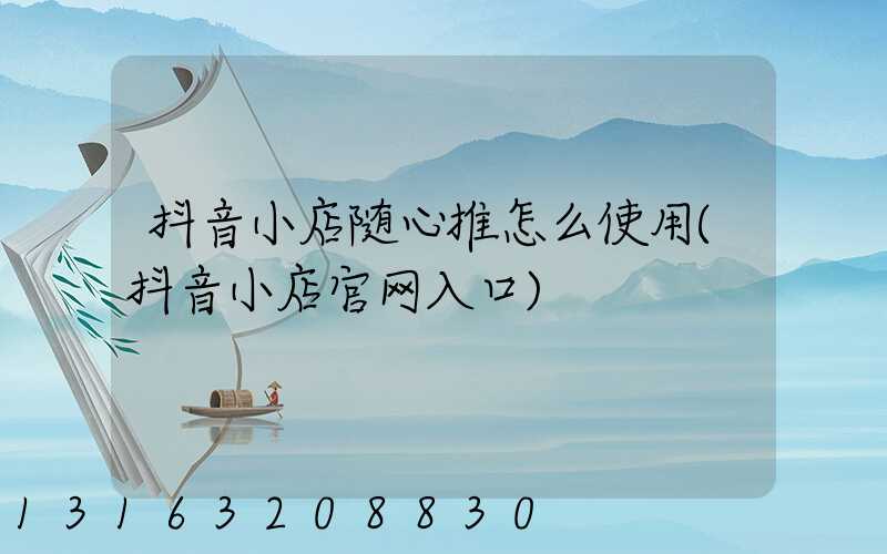 抖音小店随心推怎么使用(抖音小店官网入口)