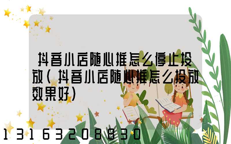 抖音小店随心推怎么停止投放(抖音小店随心推怎么投放效果好)