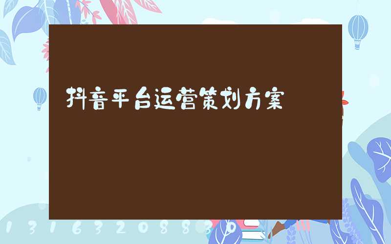 抖音平台运营策划方案