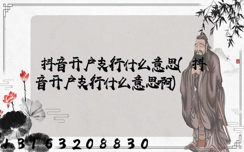 抖音开户支行什么意思(抖音开户支行什么意思啊)