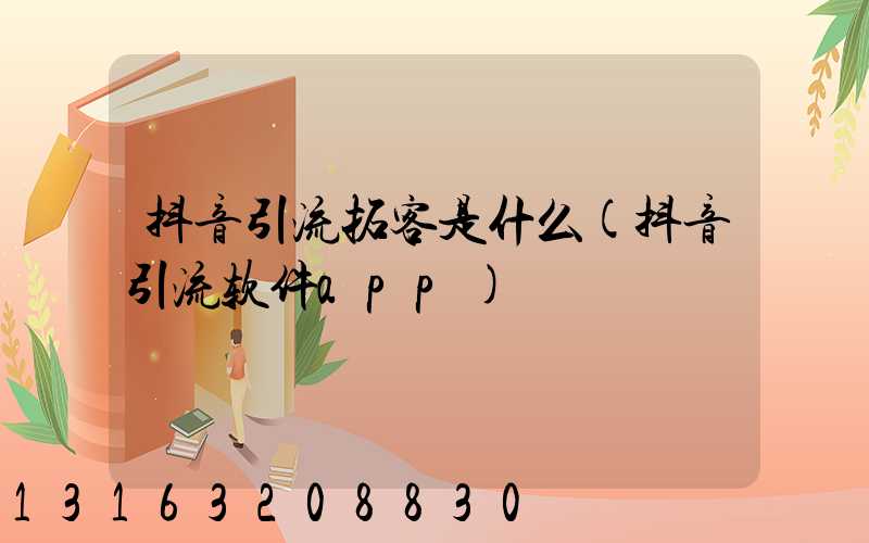 抖音引流拓客是什么(抖音引流软件app)