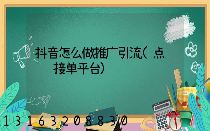 抖音怎么做推广引流(点赞评论接单平台)