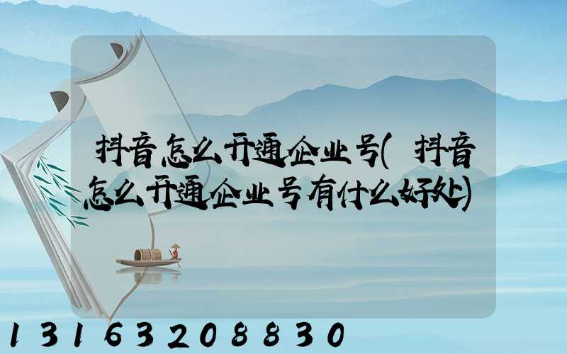 抖音怎么开通企业号(抖音怎么开通企业号有什么好处)