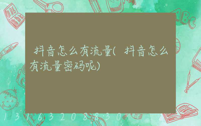 抖音怎么有流量(抖音怎么有流量密码呢)