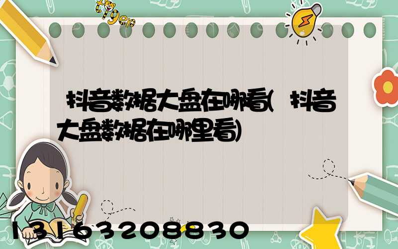 抖音数据大盘在哪看(抖音大盘数据在哪里看)