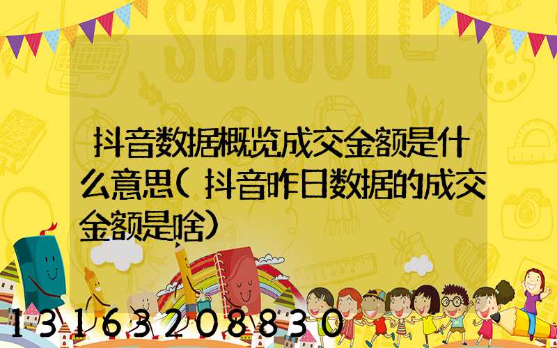 抖音数据概览成交金额是什么意思(抖音昨日数据的成交金额是啥)