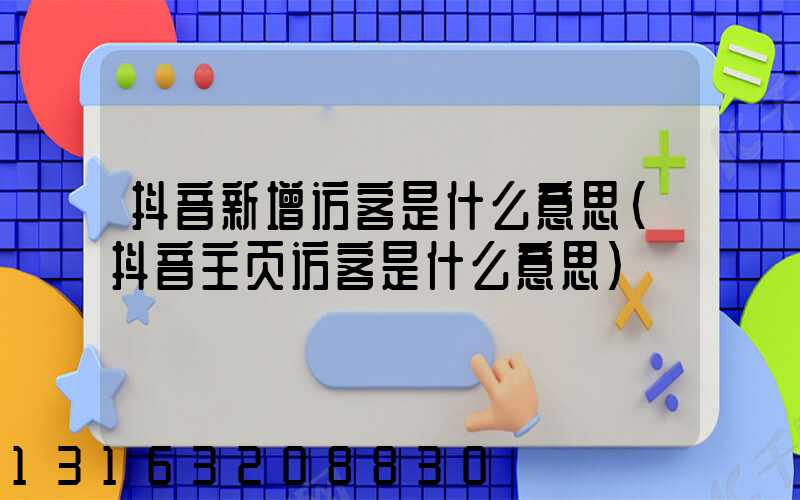 抖音新增访客是什么意思(抖音主页访客是什么意思)