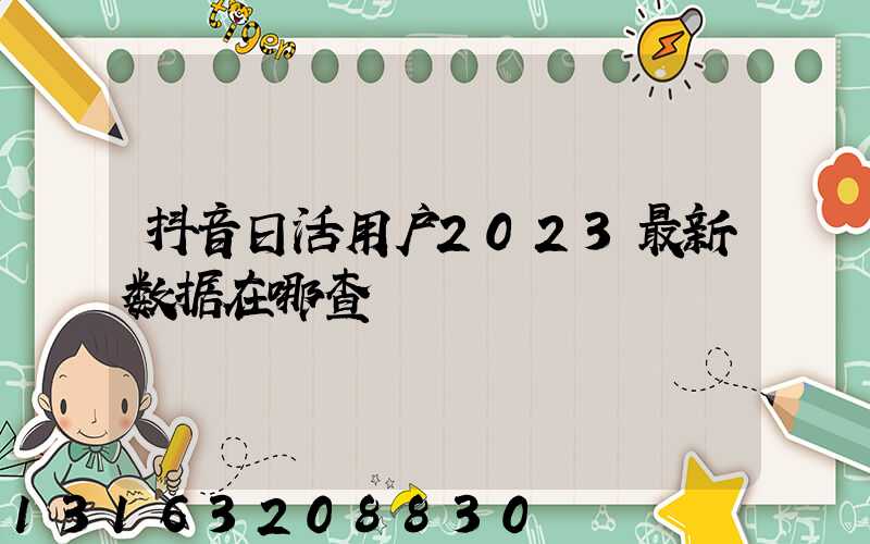 抖音日活用户2023最新数据在哪查