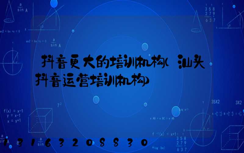 抖音更大的培训机构(汕头抖音运营培训机构)