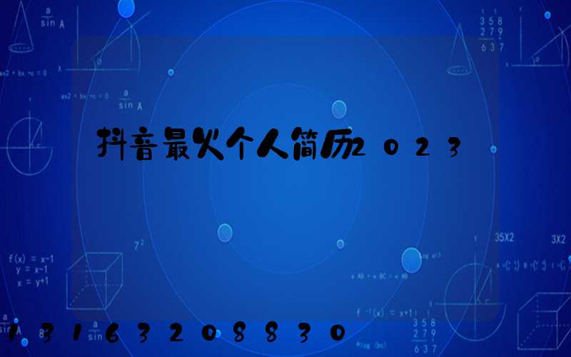 抖音最火个人简历2023