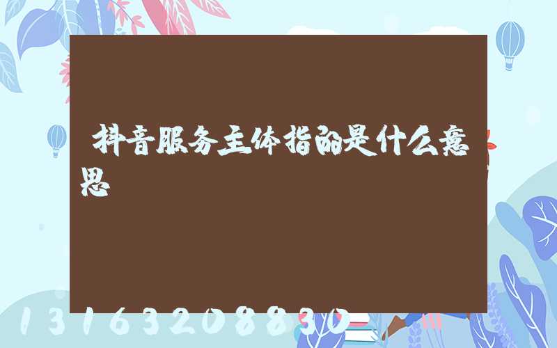 抖音服务主体指的是什么意思