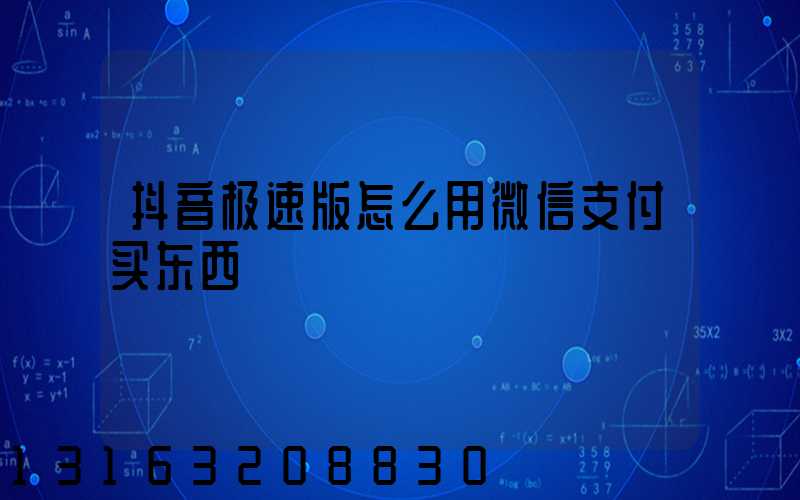 抖音极速版怎么用微信支付买东西