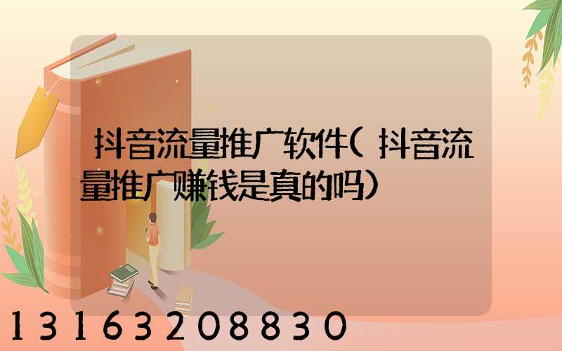 抖音流量推广软件(抖音流量推广赚钱是真的吗)